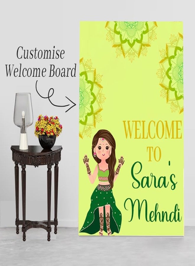 Theme My Party Custom Indian Mehendi Ceremony Welcome Sign Board - Personalized Indian Pre Wedding Mehendi Wedding Sign Board - Indian Ceremony Welcome Sign for Mehendi Decoration - Image 3